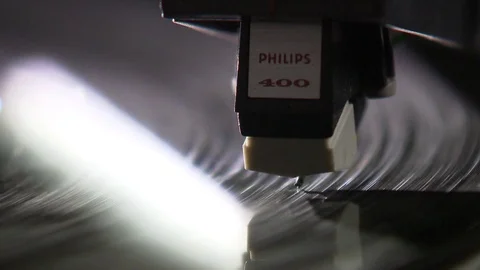 Record player playing with Philips 400 pick up head Stock Footage 71824507