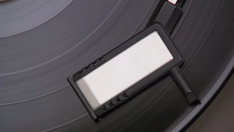 Record player playing Pick up head Top view Video stock 71825029
