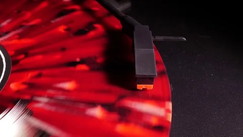 Record player playing in slowmo Stock Footage 77022080