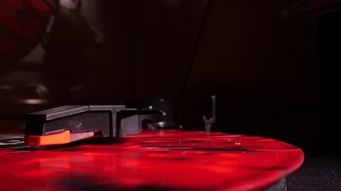 Record player playing in slowmo Stock Footage 77023254