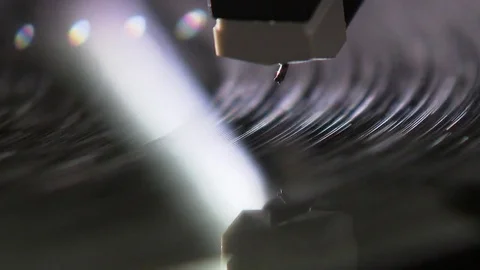 Record player playing turntable needle is put on LP Stock Footage 71824473