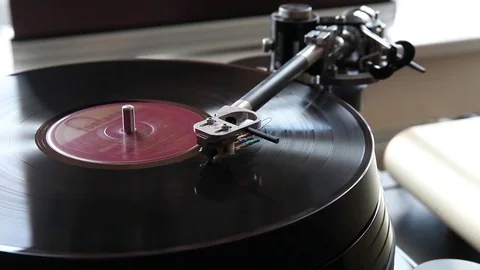Record player playing vinyl Stock Footage 83222464