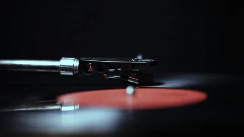 Record Player Retro Turntable.  Close-Up Of A Spinning Vinyl. Stock Footage