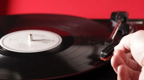 Record player retro turntable that plays vinyl vintage records Stock Footage 53045410
