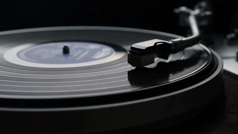 Record player retro turntable that plays vinyl vintage records Stock Footage 93195306