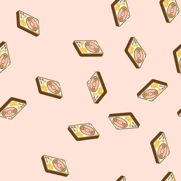 Record player slow living isometric icon seamless pattern Stock Illustration