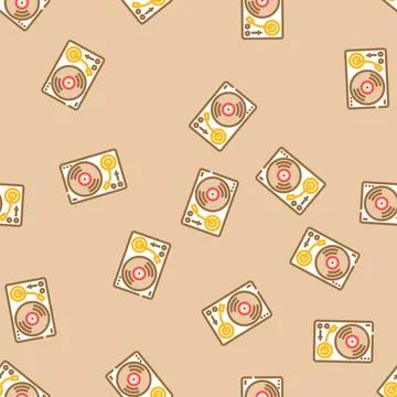 Record player slow living vector seamless pattern Illustration