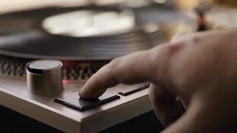 Record Player Start Rack Focus Video stock 144842600