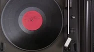 Record Player Starting To Play Music Top View Stock Footage