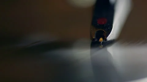 Record Player Stylus on Spinning Record 2 Stock Footage 43086975