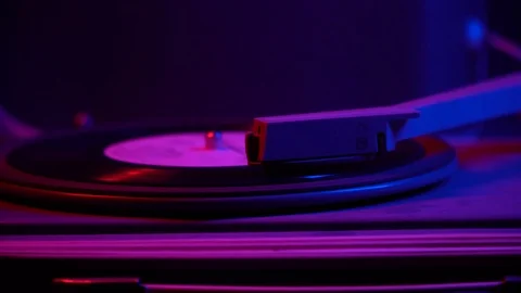 Record player turntable A record player turntable with it's stylus running along Stock Footage 121312765