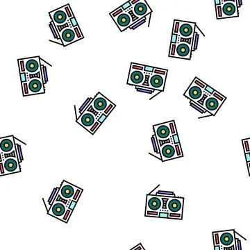 Record player vector seamless pattern sign Stock Illustration