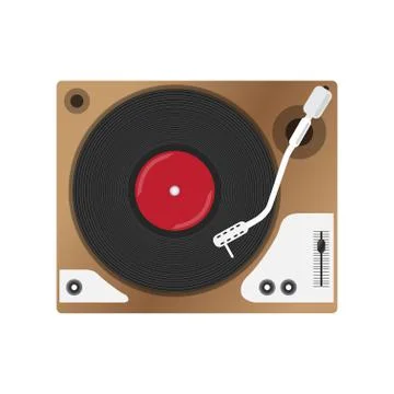 Record player with vinyl record, isolated. Stock Illustration