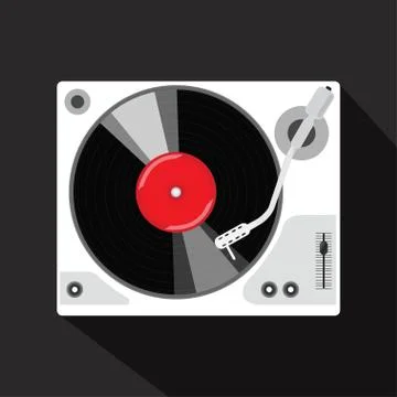Record player with vinyl record, isolated. Stock Illustration