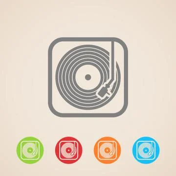 Record player with vinyl record. vector icons Stock Illustration