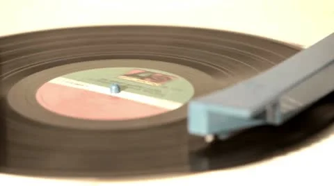 Record playing on children turn table P HD 8447 Stock Footage 9373294