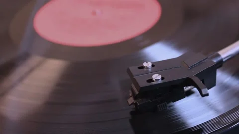 Record playing on gramophone. Festive mood. Hygge lifestile. Stock Footage 147127591
