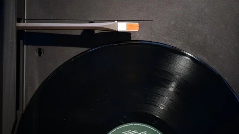 Record playing on record player Stock Footage 124314735
