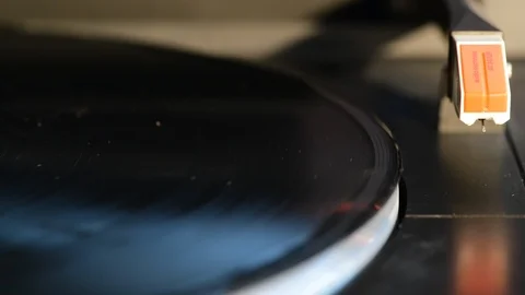 Record playing on record player Stock Footage 124316255