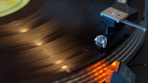 Record playing on turntable Stock Footage 94719931