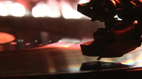 Record pleyer, red with blue light Stock Footage 1073237