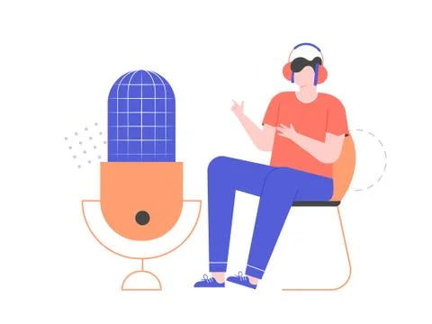 Record podcast, radio broadcast, tutorial audio. Stockillustratie