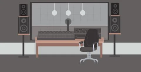 Record producer audio engineer workplace no people recording studio interior  イラスト素材