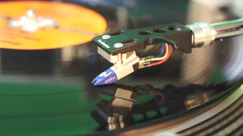 Record spinning with needle on the record Technic 1200 Stock Footage 46297835
