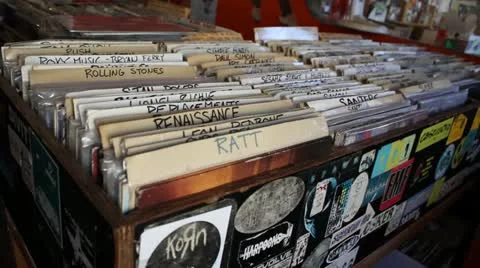 Record store - vinyl records Stock Footage 10817773
