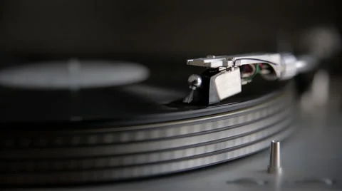 Record on Turntable with Needle Stock Footage 49666254