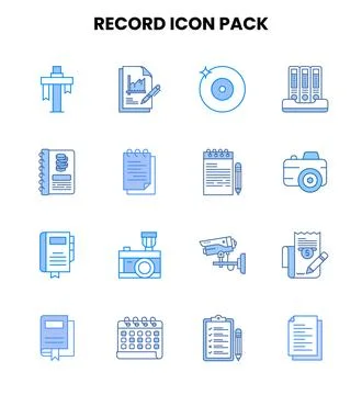 Record Two Colour Graphics Icons Pack Stock Illustration