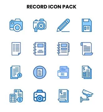 Record Two Colour Icons Pack Illustrazione stock