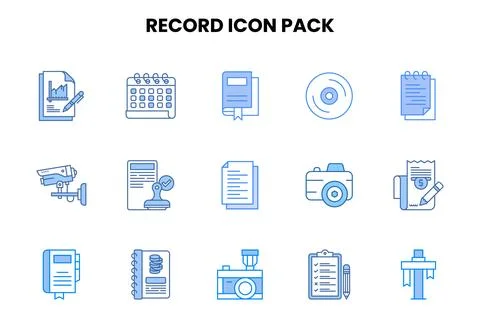 Record Two Colour Scalable Icons Pack Stock Illustration