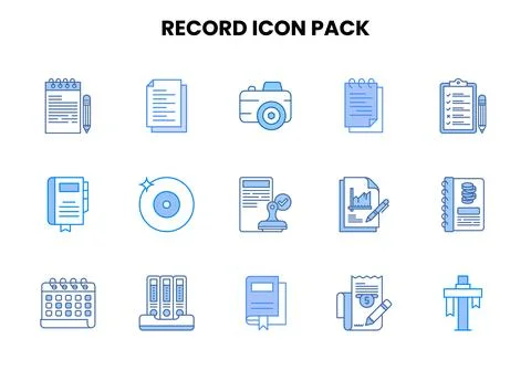 Record Two Colour Scalable Icons Pack イラスト素材