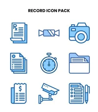 Record Two Colour Set Icons Pack Illustrazione stock