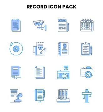 Record Two Colour UI Icons Pack Stock Illustration