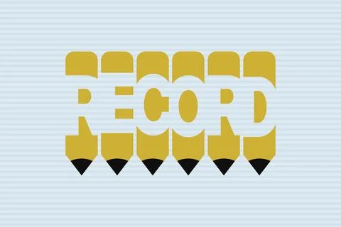 Record typography negative space word vector illustration. Stock Illustration
