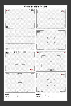 Record video frames and digital photos kawaii cute automatic sticker photo booth Stock Illustration