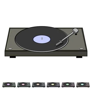 Record vinyl player cartoon vector graphic Stock Illustration