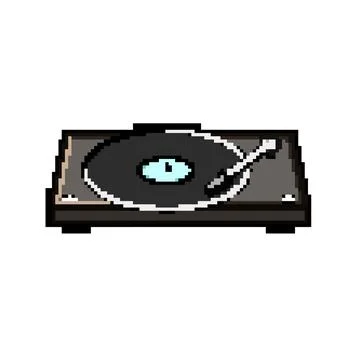 Record vinyl player pixel art vector illustration Stock Illustration