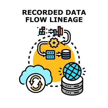 Recorded data flow lineage system management concept Stock Illustration