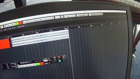 Recording Audio Waveform Is Visual On Screen Stock Footage 97150184