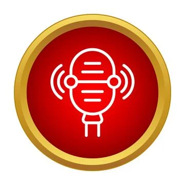 Recording broadcast podcast microphone icon on red background 스톡 일러스트