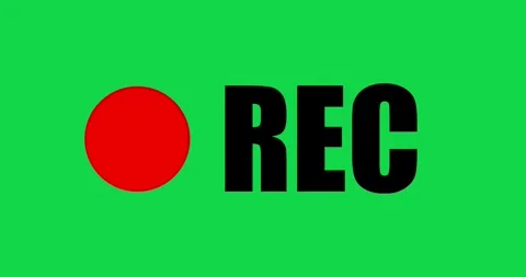 Recording button animation on a transparent background. Rec camera text and a br Stock Footage 335389075