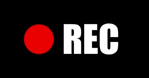 Recording button animation on a transparent background. Rec camera text and a br Stock-Footage 335389087