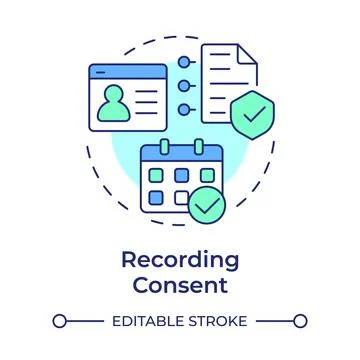 Recording consent multi color concept icon Stock Illustration