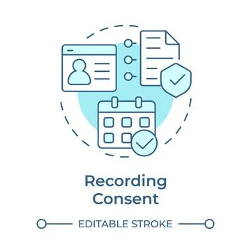 Recording consent soft blue concept icon Stock Illustration