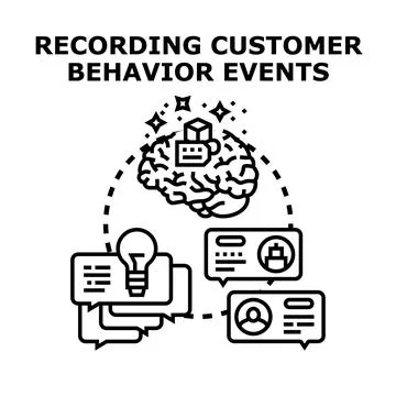 Recording customer behavior events capturing data analytics Stock Illustration