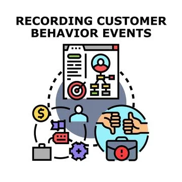 Recording customer behavior events data analysis Stock Illustration