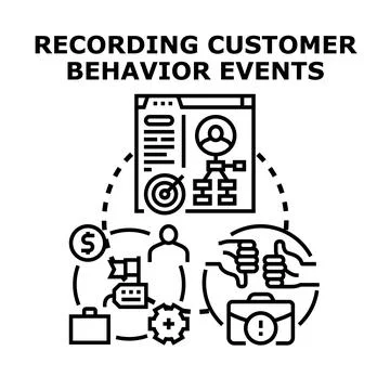 Recording customer behavior events data analysis Stock Illustration
